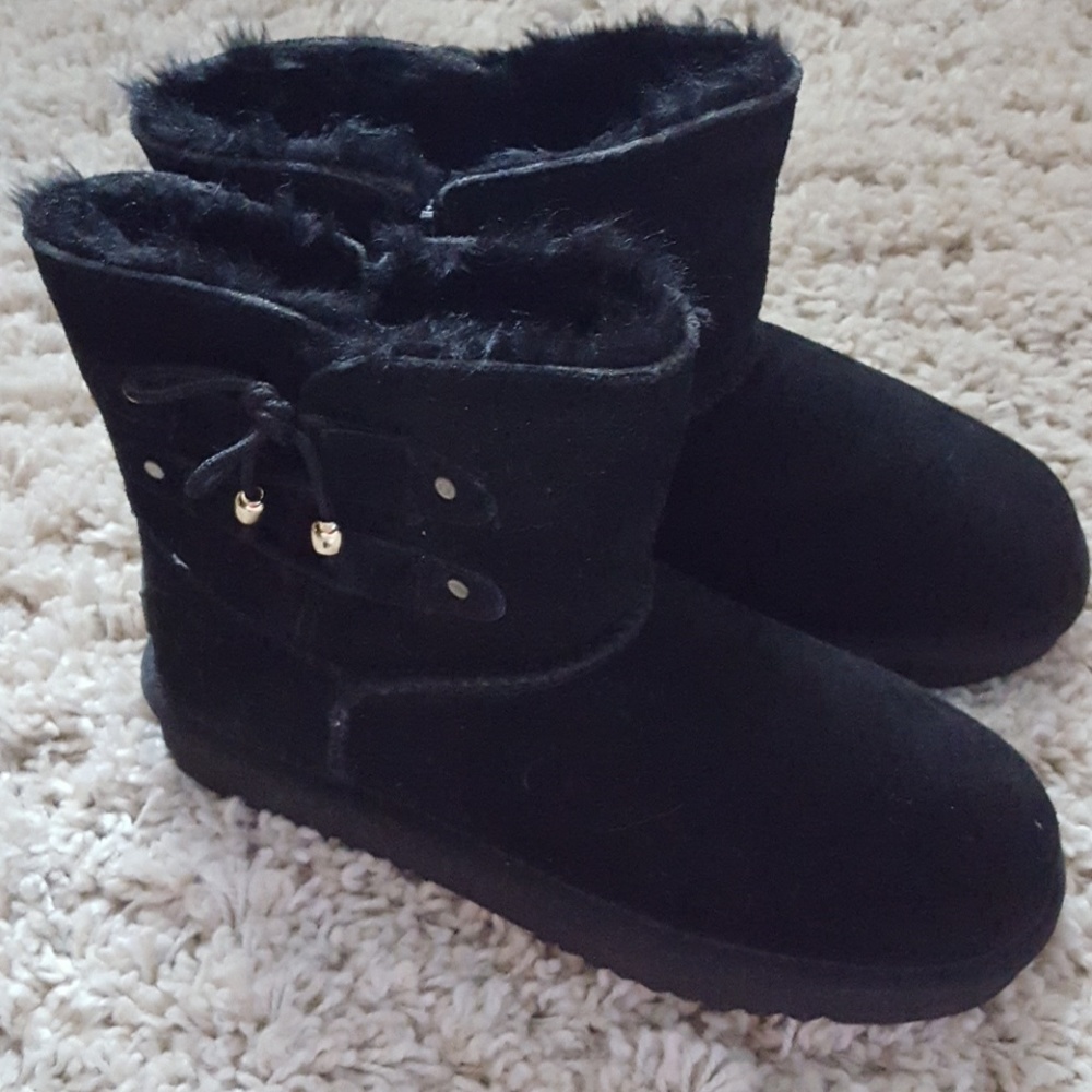 Girls Flojos Black Suede Boots, 4